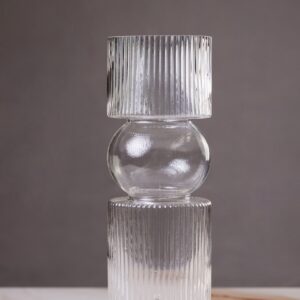 Vaso em Vidro Clear Canelado Baixo